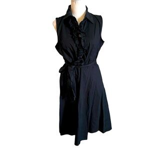 AA Studio AA black ruffle dress size 14 cotton spandex button front sleeveless